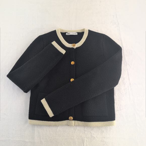 Zara Black and Cream Cardigan - Picture 1 of 8